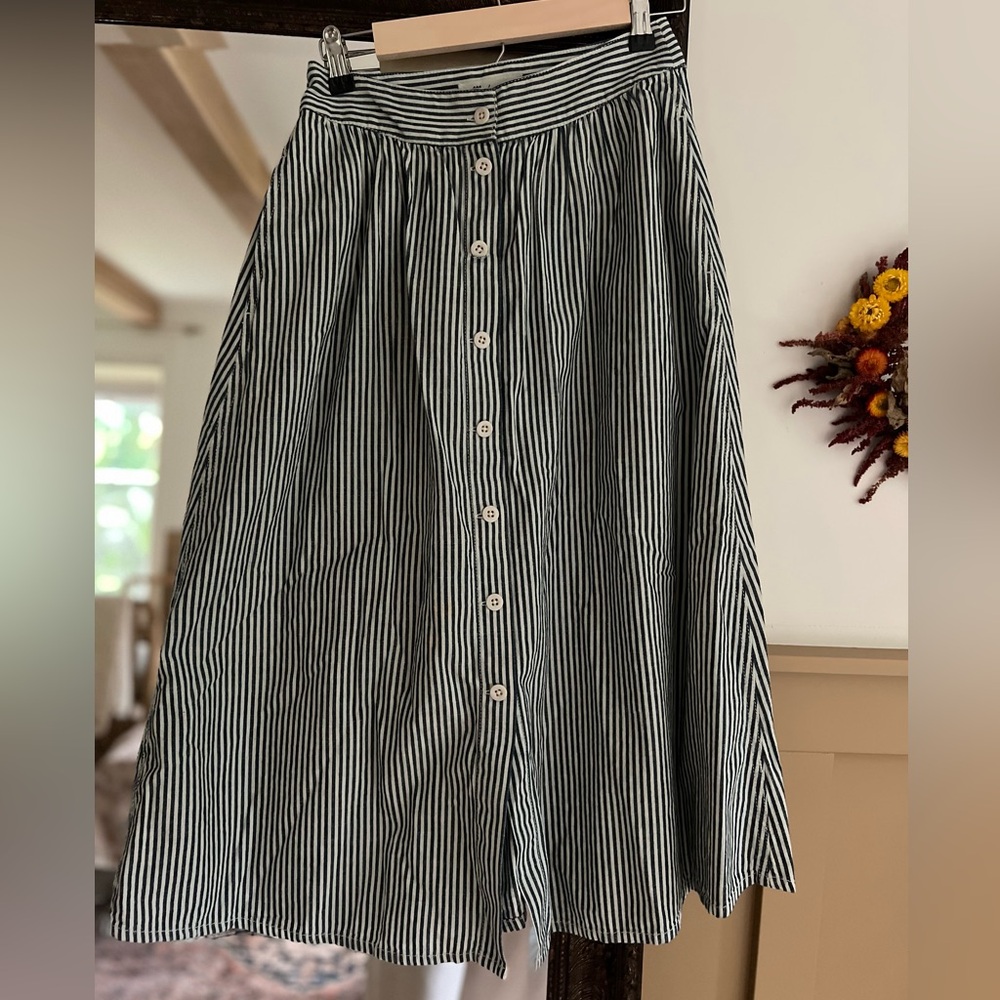 Madewell button pinstripe skirt with pockets